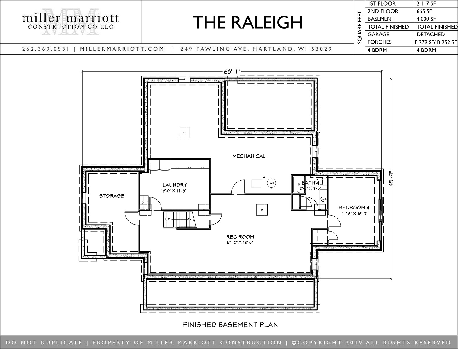 The Raleigh - Finished Basement Plan