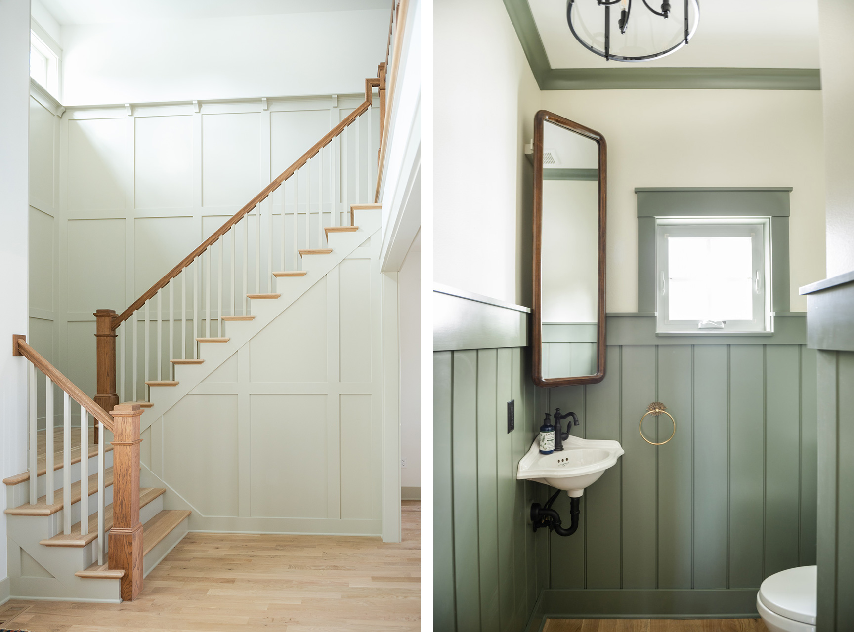 The Nantucket stair and bathroom